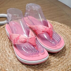 Clarks Cloudsteppers Cushion, Pink Floral, Women’s Flip Flop 7M
